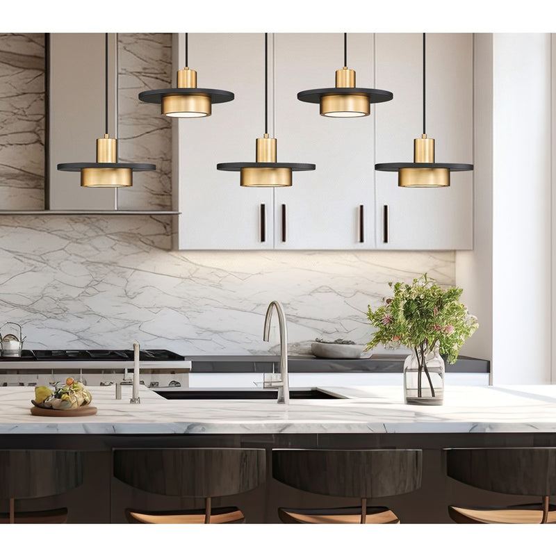 Z-Lite Ludo 5Lt Linear Chandelier, Black/Gold/Frosted