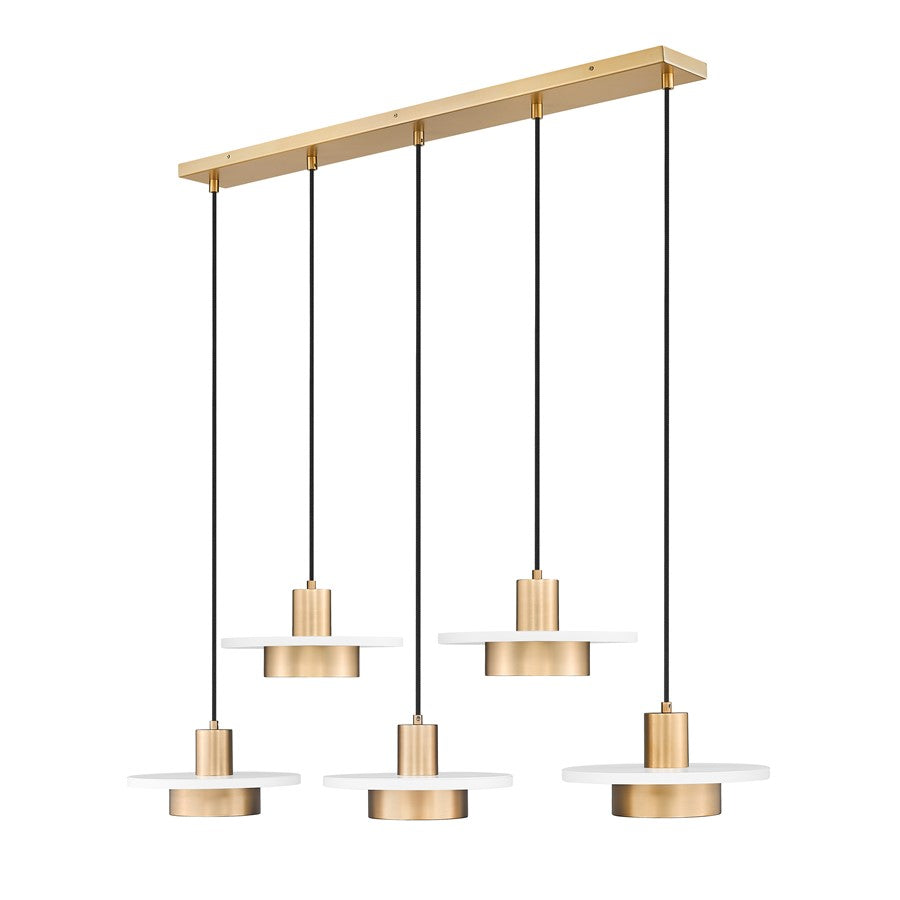 Z-Lite Ludo 5Lt Linear Chandelier, White/Gold/Frosted - 829P12-5L-MW-MGLD-LE