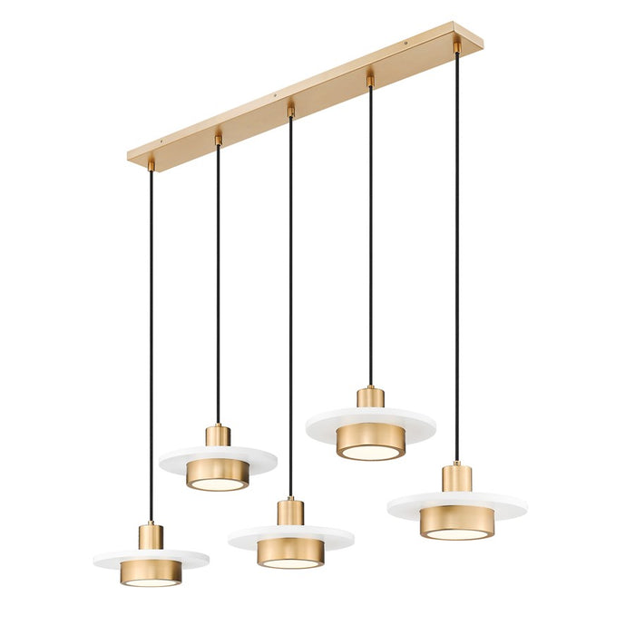 Z-Lite Ludo 5Lt Linear Chandelier, White/Gold/Frosted