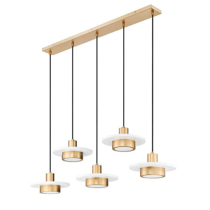 Z-Lite Ludo 5Lt Linear Chandelier, White/Gold/Frosted