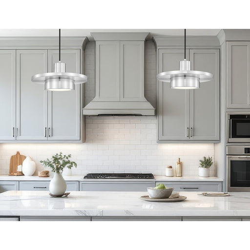 Z-Lite Ludo 1 Light 12" Pendant, Brushed Nickel/Frosted