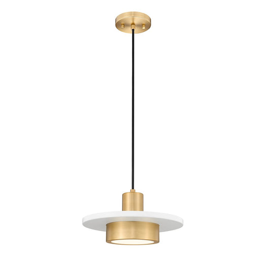 Z-Lite Ludo 1Lt 12" Pendant, White/Gold/Frosted - 829P12-MW-MGLD-LED