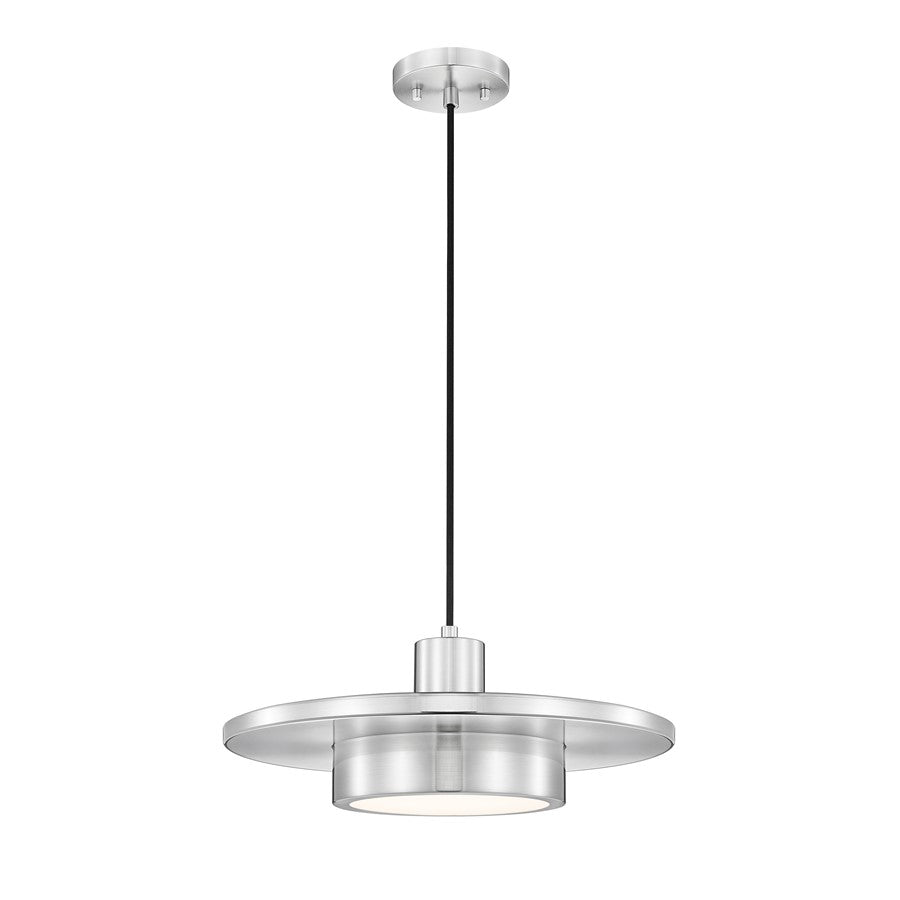 Z-Lite Ludo 1 Light 16" Pendant, Brushed Nickel/Frosted - 829P16-BN-LED