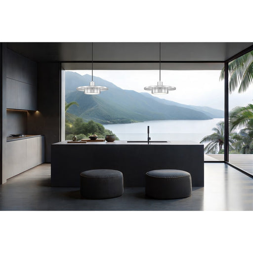 Z-Lite Ludo 1 Light 16" Pendant, Brushed Nickel/Frosted