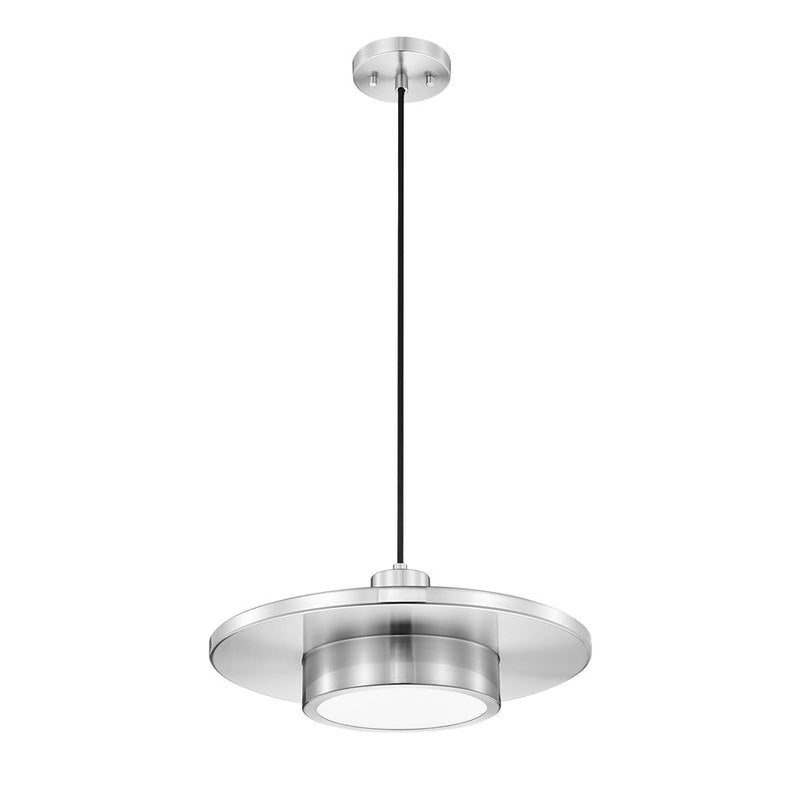 Z-Lite Ludo 1 Light 16" Pendant, Brushed Nickel/Frosted