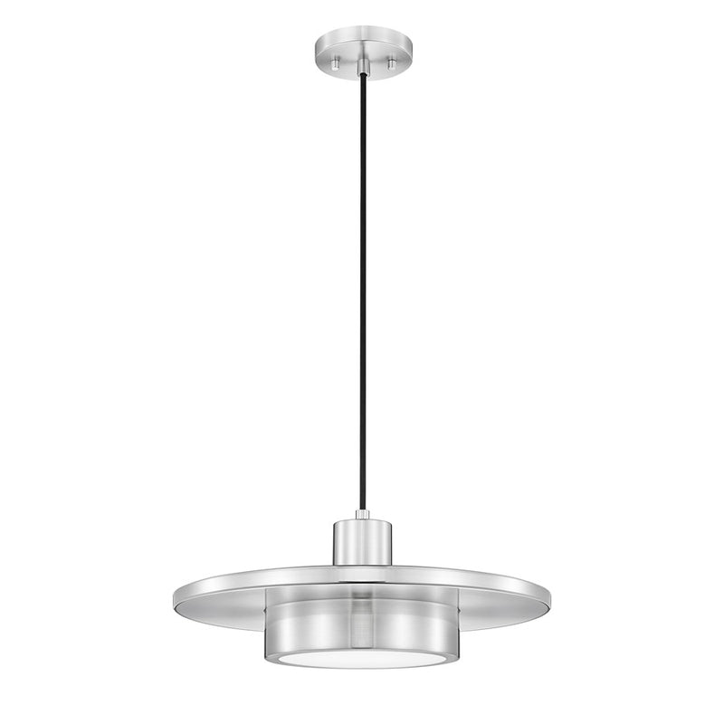 Z-Lite Ludo 1 Light 16" Pendant, Brushed Nickel/Frosted