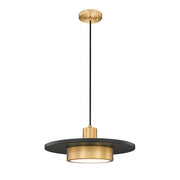 Z-Lite Ludo 1Lt 16" Pendant, Black/Gold/Frosted - 829P16-MB-MGLD-LED