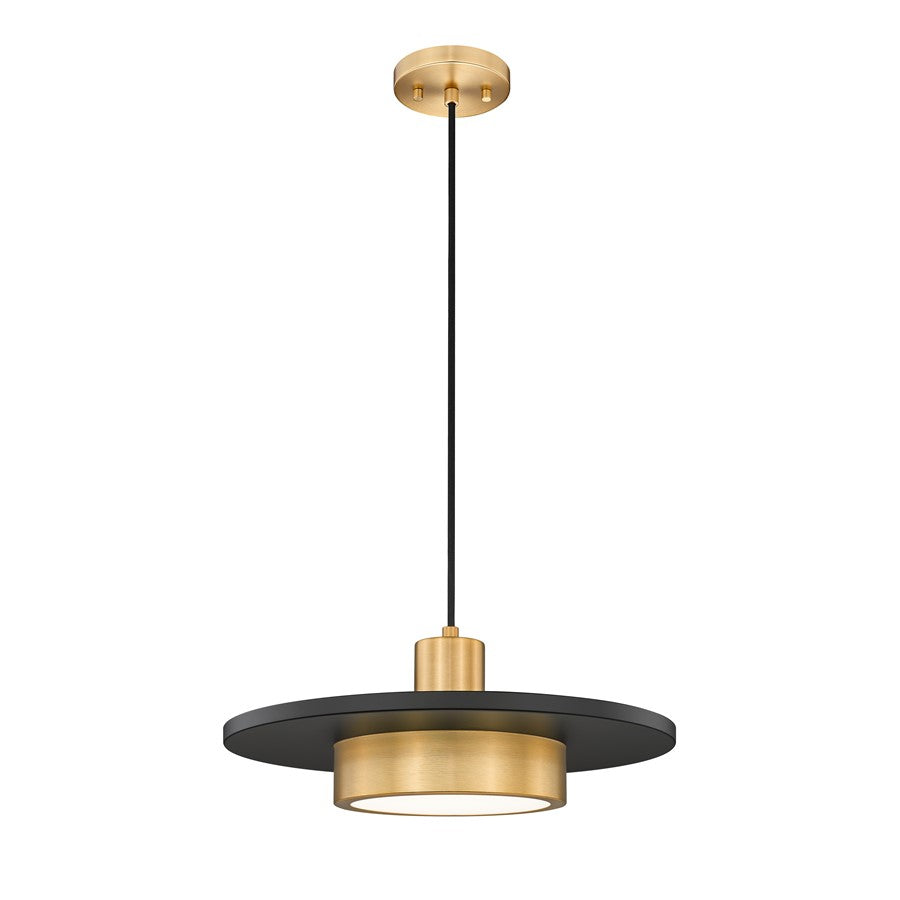 Z-Lite Ludo 1Lt 16" Pendant, Black/Gold/Frosted - 829P16-MB-MGLD-LED