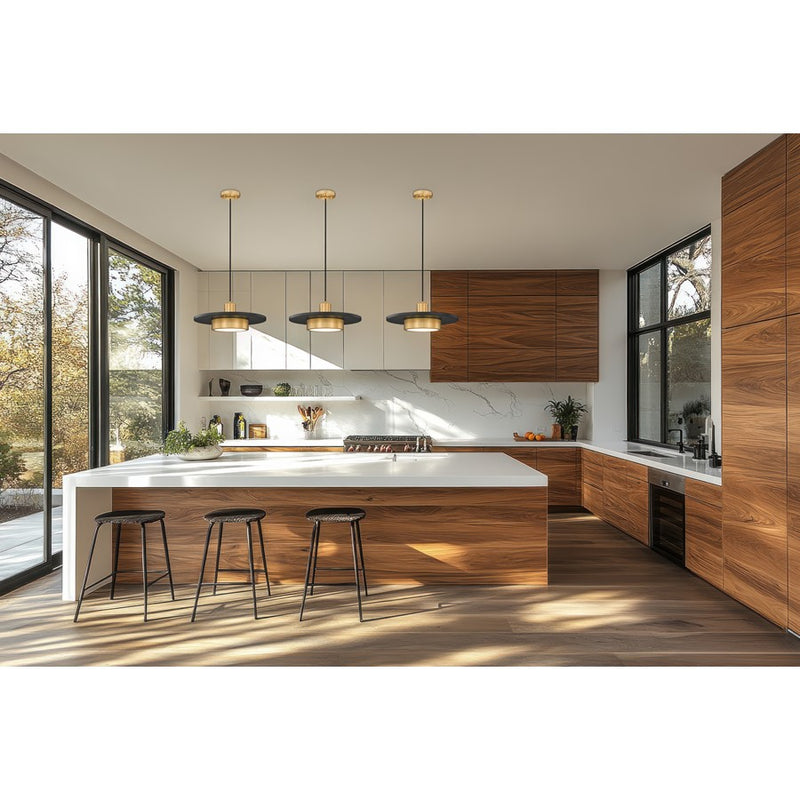 Z-Lite Ludo 1Lt 16" Pendant, Black/Gold/Frosted