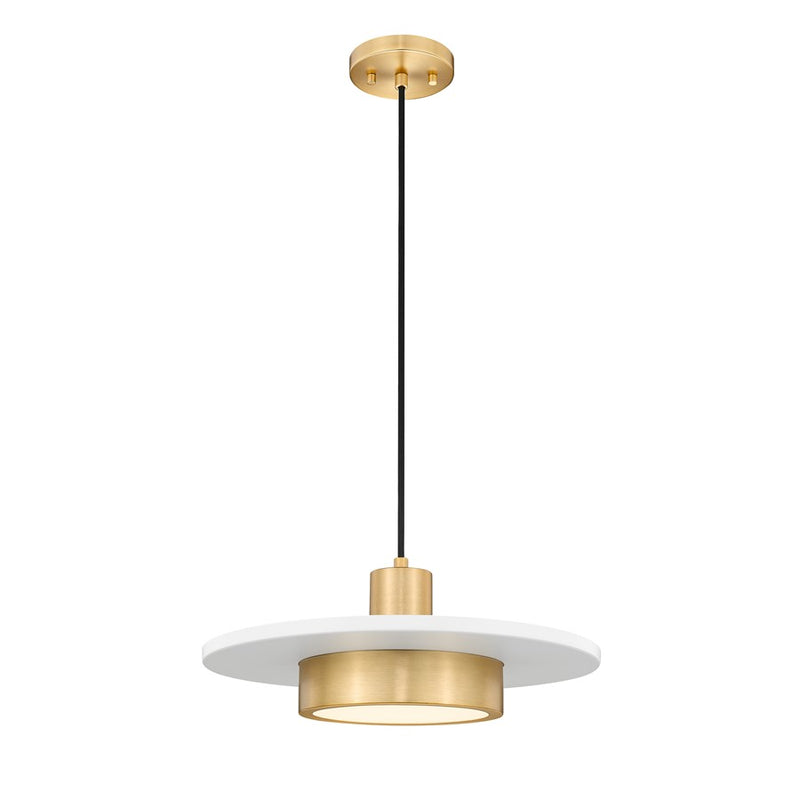 Z-Lite Ludo 1Lt 16" Pendant, White/Gold/Frosted - 829P16-MW-MGLD-LED