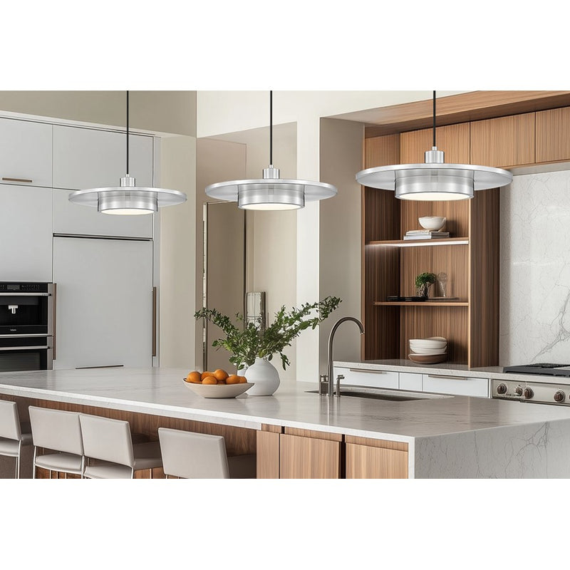 Z-Lite Ludo 1 Light 20" Pendant, Brushed Nickel/Frosted