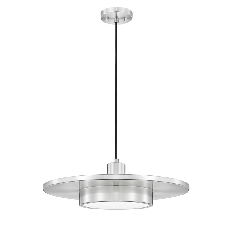 Z-Lite Ludo 1 Light 20" Pendant, Brushed Nickel/Frosted