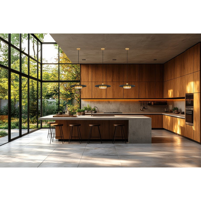 Z-Lite Ludo 1Lt 20" Pendant, Black/Gold/Frosted