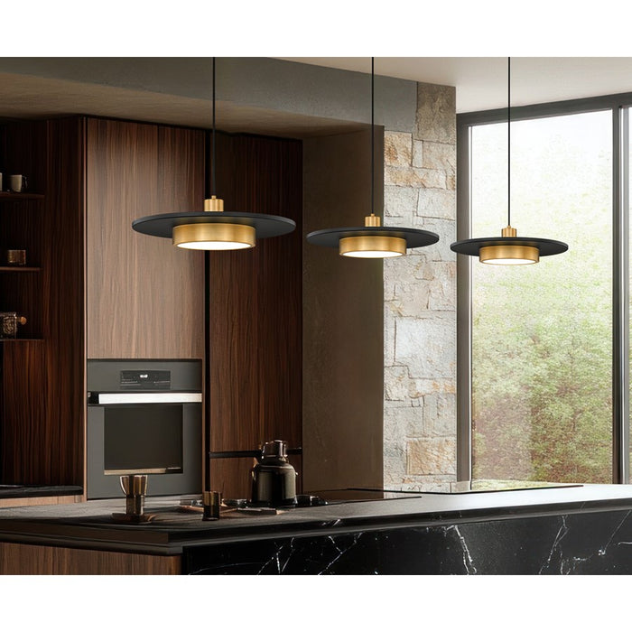 Z-Lite Ludo 1Lt 20" Pendant, Black/Gold/Frosted