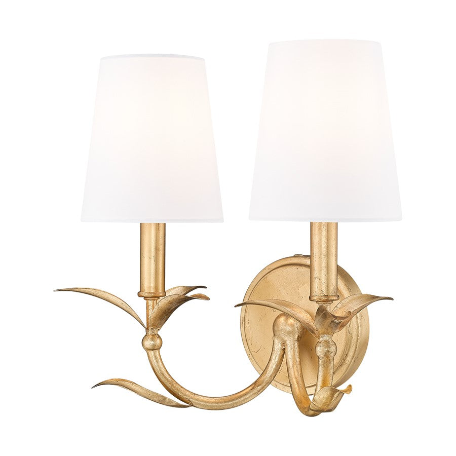 Z-Lite Aslin 2 Light Wall Sconce, Gold Leaf/White - 830-2S-GLF