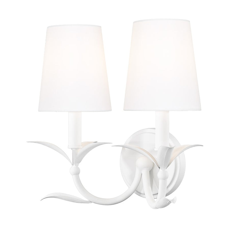 Z-Lite Aslin 2 Light Wall Sconce, Textured White/White - 830-2S-TXWH