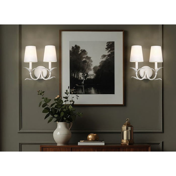 Z-Lite Aslin 2 Light Wall Sconce, Textured White/White