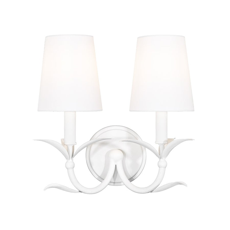 Z-Lite Aslin 2 Light Wall Sconce, Textured White/White
