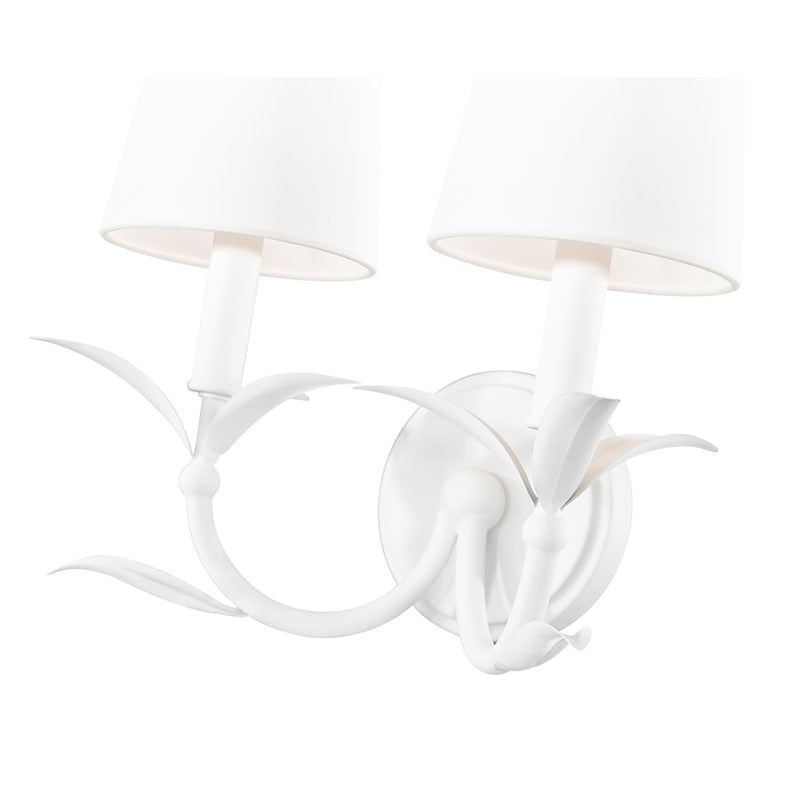 Z-Lite Aslin 2 Light Wall Sconce, Textured White/White
