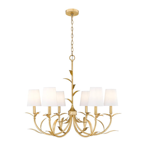 Z-Lite Aslin 6 Light Chandelier, Gold Leaf/White - 830-31GLF