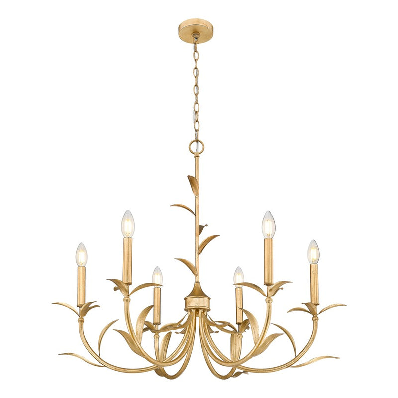 Z-Lite Aslin 6 Light Chandelier, Gold Leaf/White