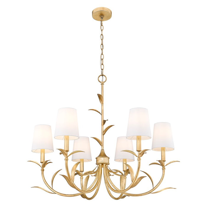 Z-Lite Aslin 6 Light Chandelier, Gold Leaf/White
