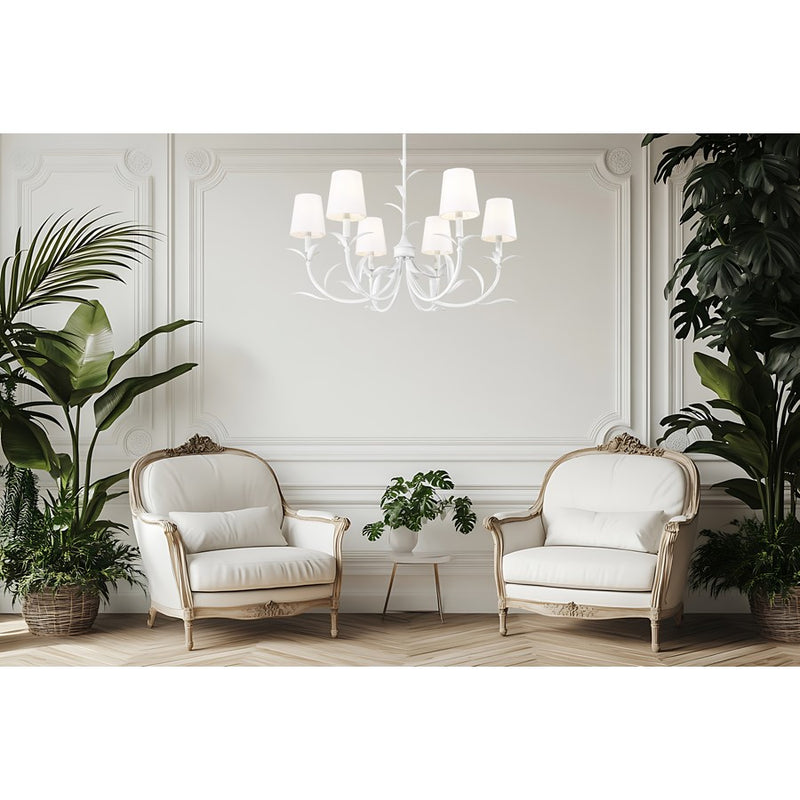 Z-Lite Aslin 6 Light Chandelier, Textured White/White
