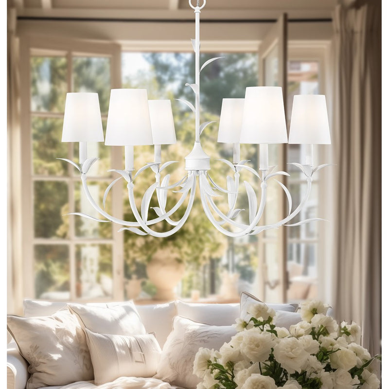 Z-Lite Aslin 6 Light Chandelier, Textured White/White