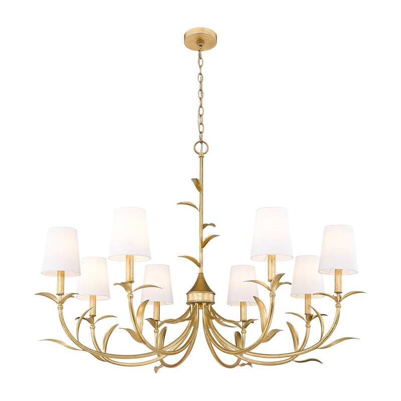Z-Lite Aslin 8 Light Chandelier, Gold Leaf/White