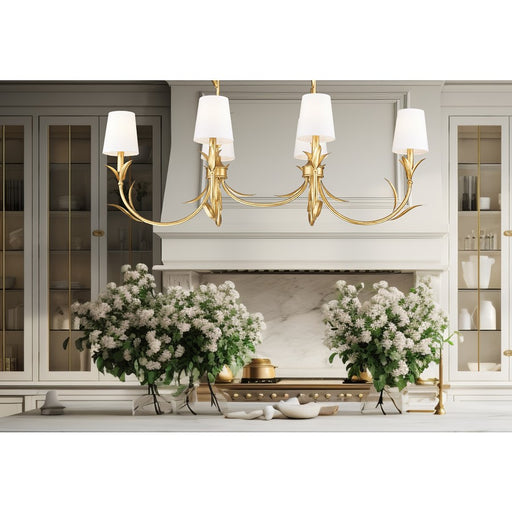 Z-Lite Aslin 6 Light Linear Chandelier, Gold Leaf/White
