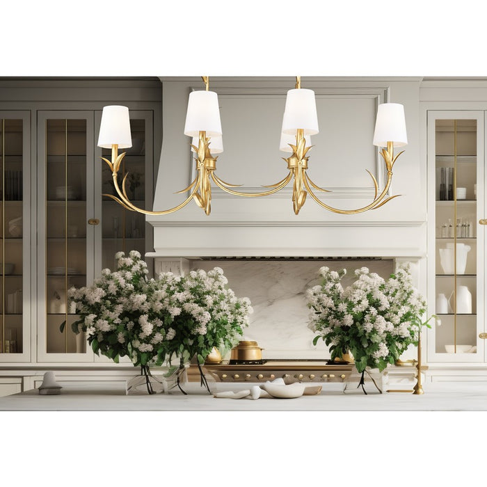 Z-Lite Aslin 6 Light Linear Chandelier, Gold Leaf/White