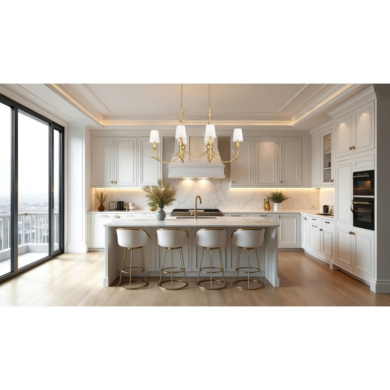 Z-Lite Aslin 6 Light Linear Chandelier, Gold Leaf/White