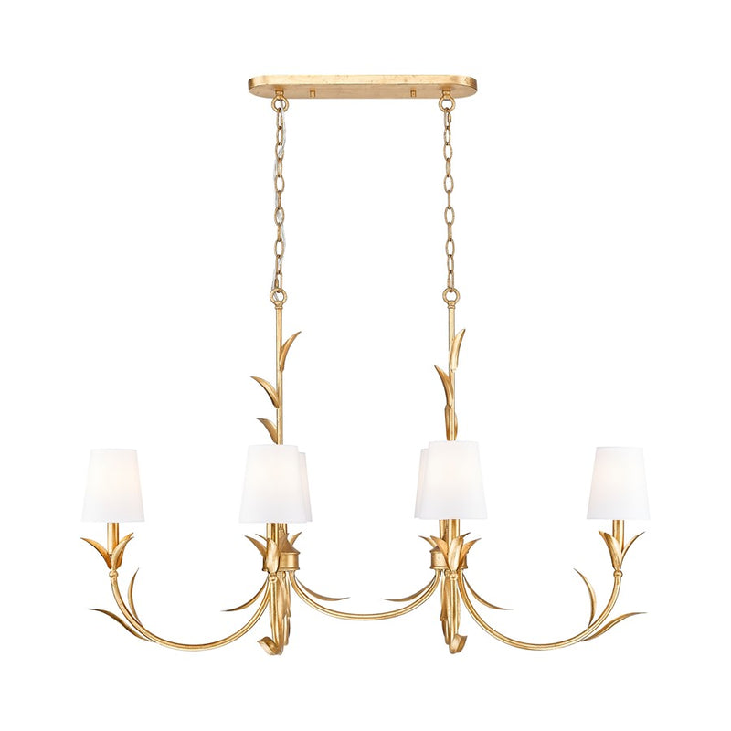 Z-Lite Aslin 6 Light Linear Chandelier, Gold Leaf/White