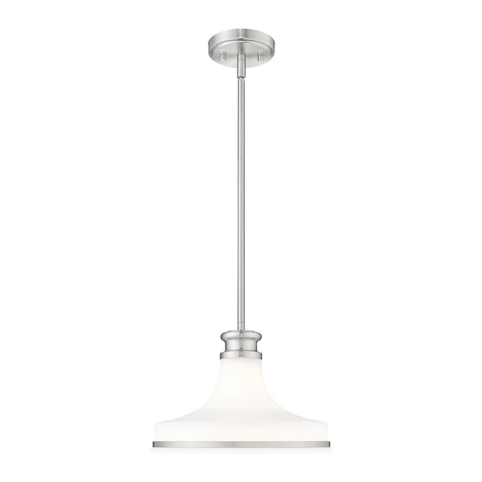 Z-Lite Reznor 1 Light 12" Pendant, Brushed Nickel/Matte Opal - 831P12-BN