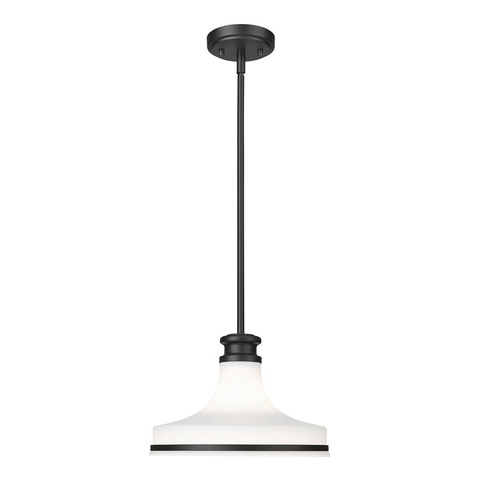 Z-Lite Reznor 1 Light 12" Pendant, Matte Black/Matte Opal - 831P12-MB