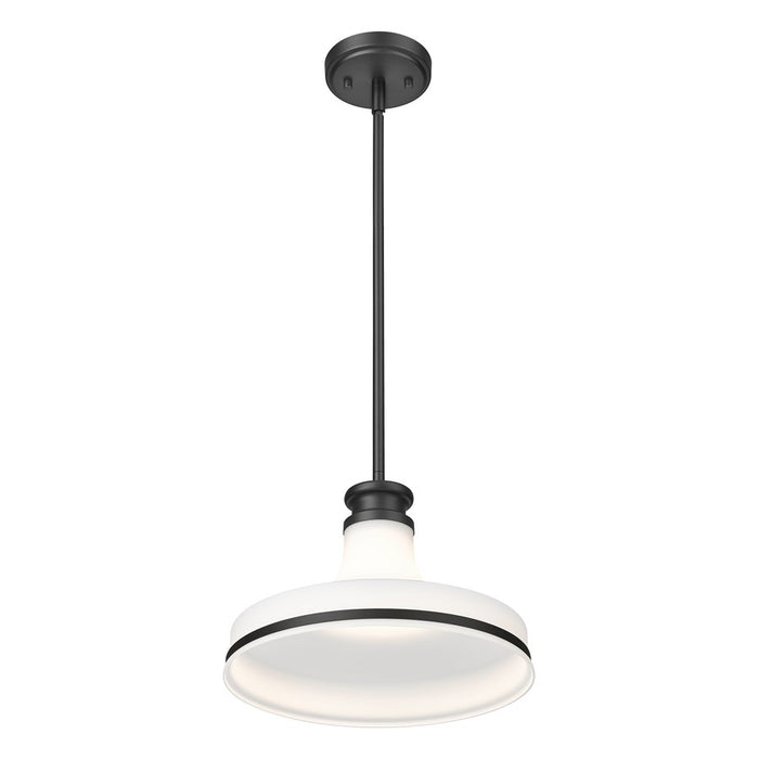 Z-Lite Reznor 1 Light 12" Pendant, Matte Black/Matte Opal