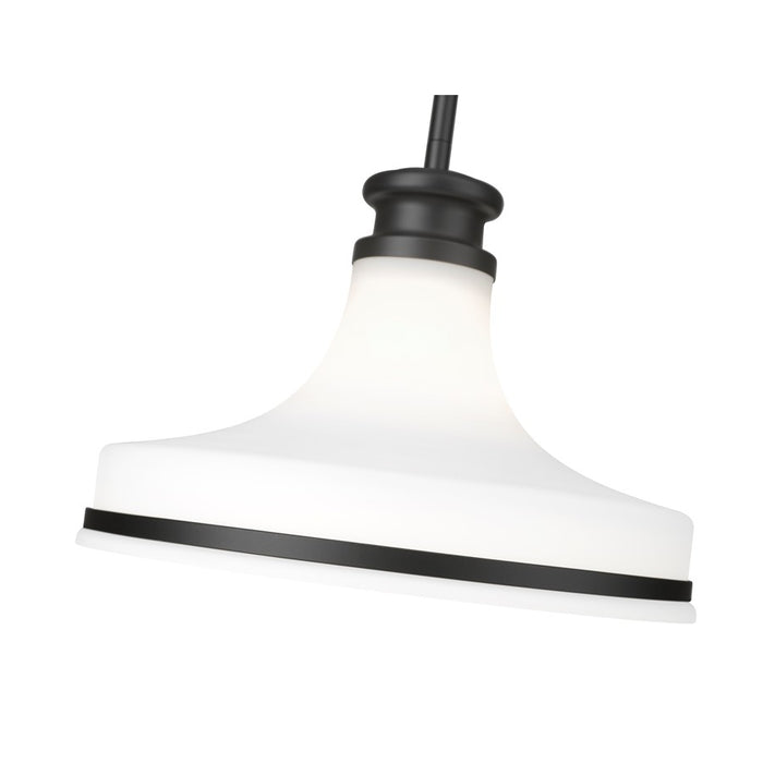 Z-Lite Reznor 1 Light 12" Pendant, Matte Black/Matte Opal