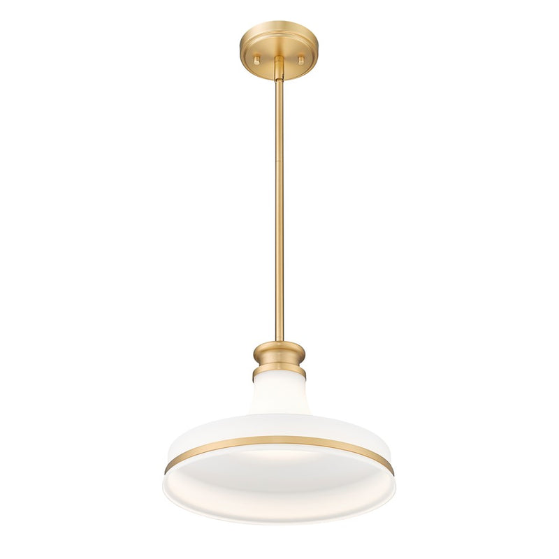 Z-Lite Reznor 1 Light 12" Pendant, Modern Gold/Matte Opal