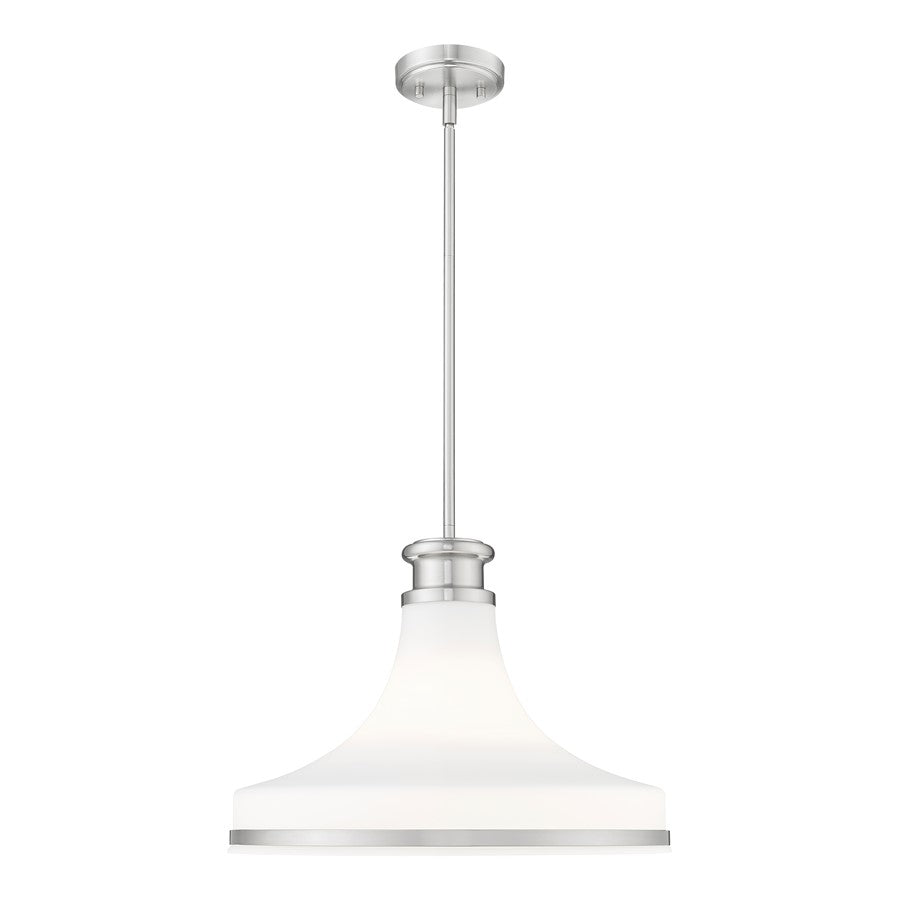 Z-Lite Reznor 1 Light 18" Pendant, Brushed Nickel/Matte Opal - 831P18-BN