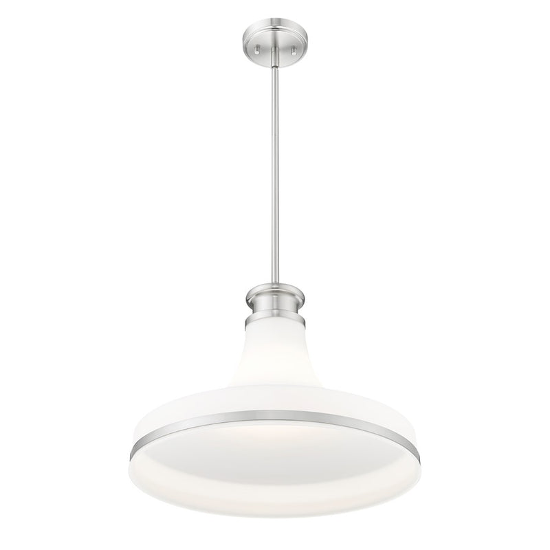 Z-Lite Reznor 1 Light 18" Pendant, Brushed Nickel/Matte Opal