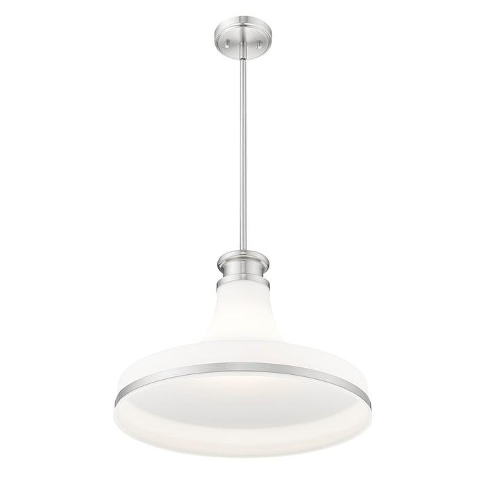 Z-Lite Reznor 1 Light 18" Pendant, Brushed Nickel/Matte Opal