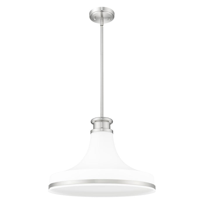 Z-Lite Reznor 1 Light 18" Pendant, Brushed Nickel/Matte Opal