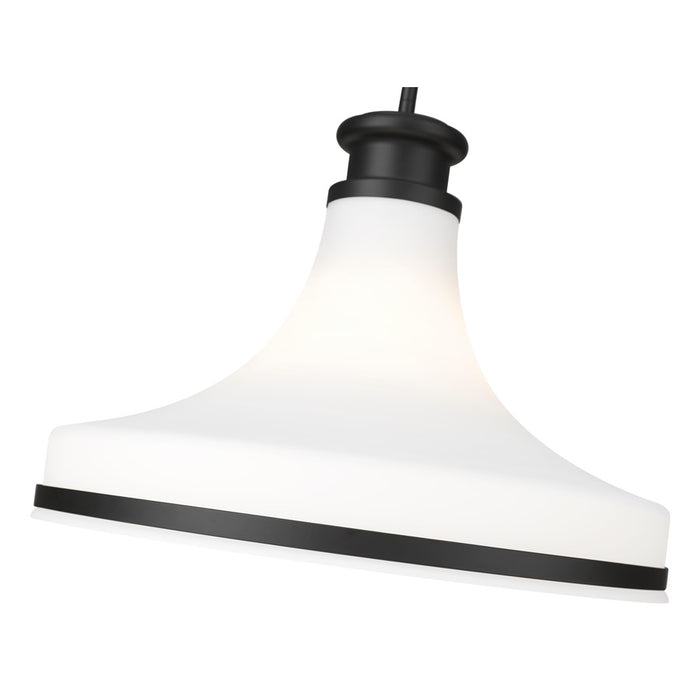 Z-Lite Reznor 1 Light 18" Pendant, Matte Black/Matte Opal