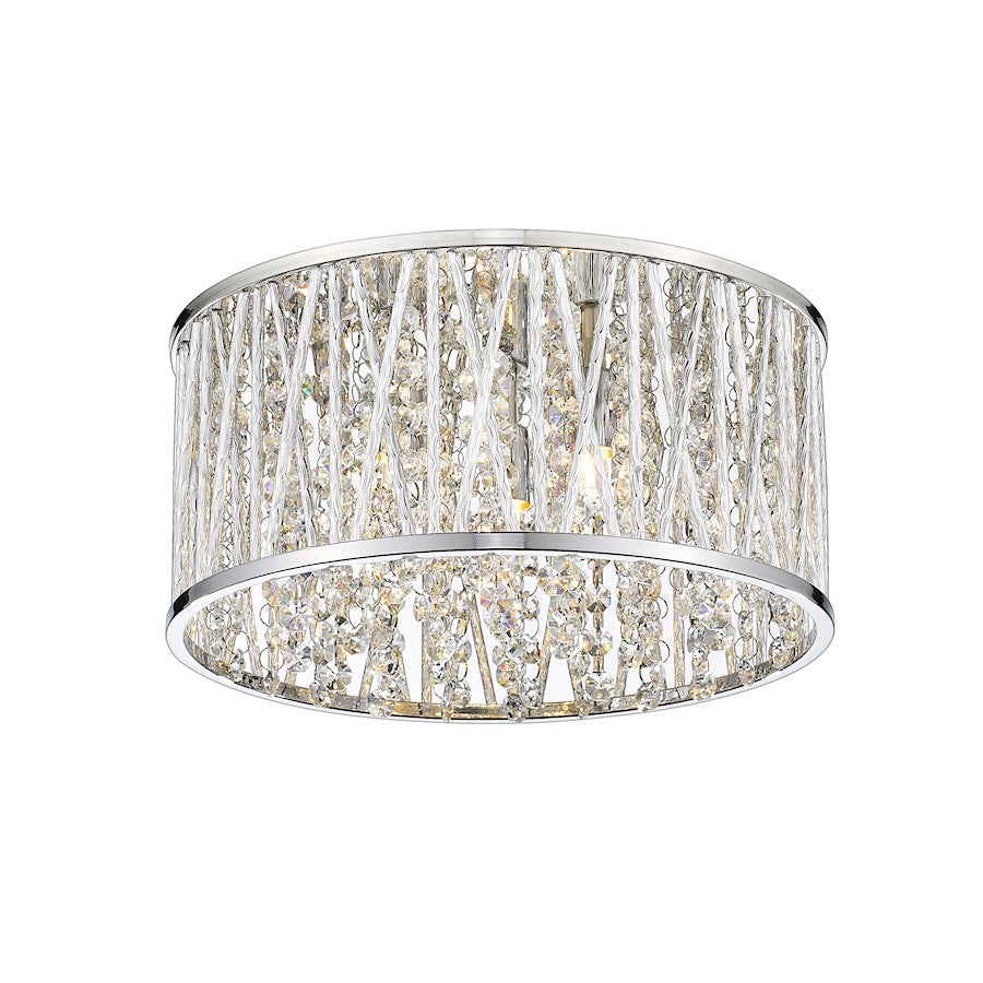 Z-Lite Terra 3 Light Flush Mount, Chrome/Chrome - 872CH-RF12