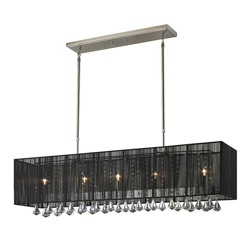 Z-Lite Aura 5 Light Island/Billiard Light, Brushed Nickel, Black - 890-45BK