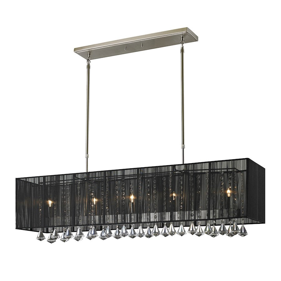 Z-Lite Aura 5 Light Island/Billiard Light, Brushed Nickel, Black - 890-45BK