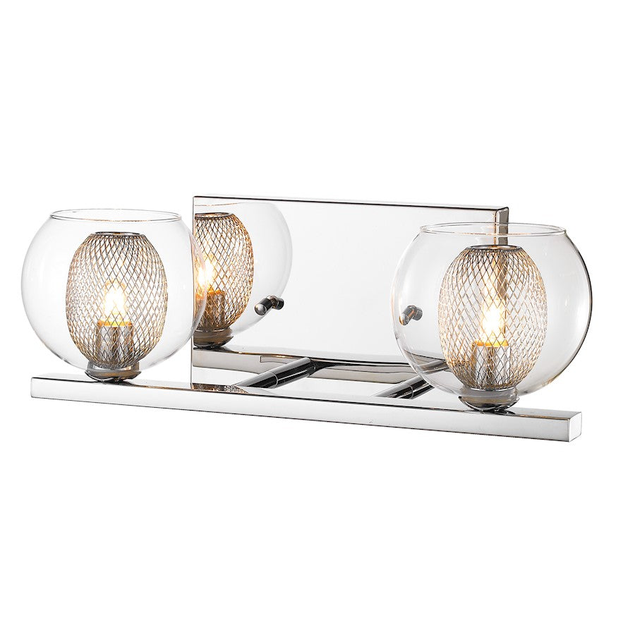 Z-Lite Auge 2 Light Vanity, 5.51x13.78x4.92", Chrome, Clear & Mesh - 905-2V