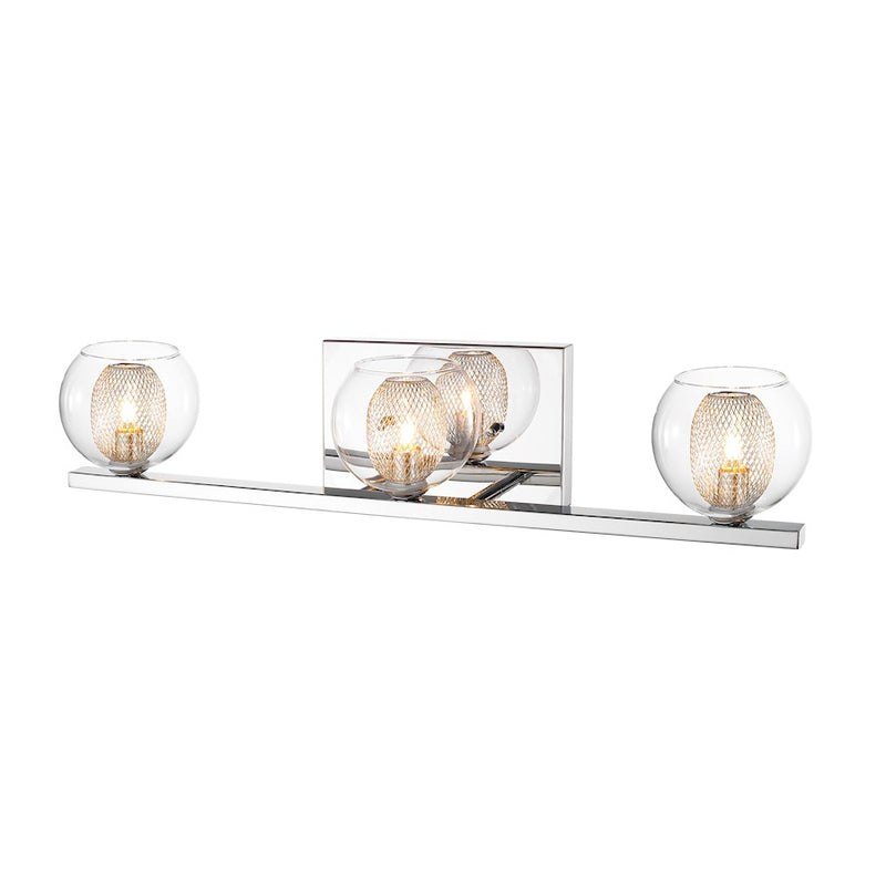 Z-Lite Auge 3 Light Vanity, 5.51x23.23x4.92", Chrome, Clear & Mesh - 905-3V