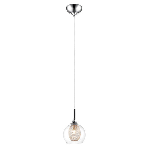 Z-Lite Auge 1 Light Mini Pendant, Chrome, Clear & Mesh - 905MP