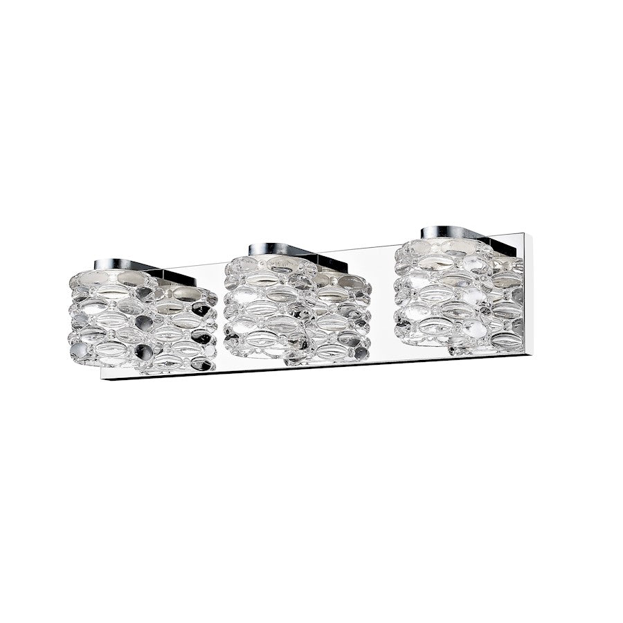 Z-Lite Dawson 3 Light Vanity, Chrome, Clear - 907-3V-LED